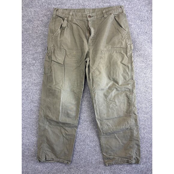 Carhartt Pants Mens 36x30 Green Dungaree B195 Canvas Double Knee Carpenter - Picture 1 of 8